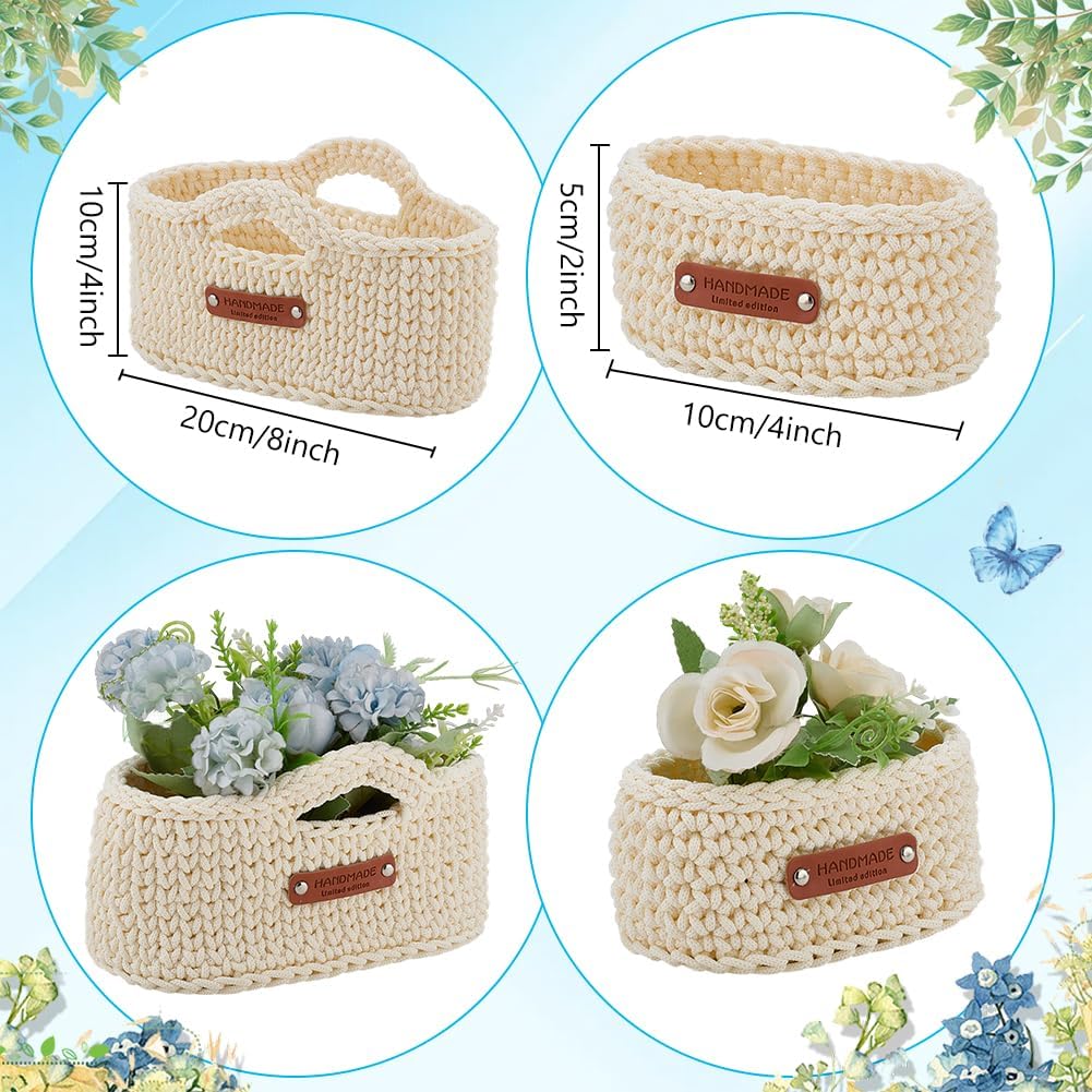 FREEBLOSS 2 Set Crochet Basket Kit Crochet Starter Kit with Detailed Instruction Handmade Storage Basket for Beginners Adults(Oval)