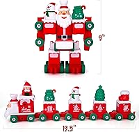 Vista 5 de ArtCreativity Juguete transformador de Papá Noel, 73 piezas con función de construcción STEM, juguete de tren de Papá Noel para niños de 5, 6, 7, 8
