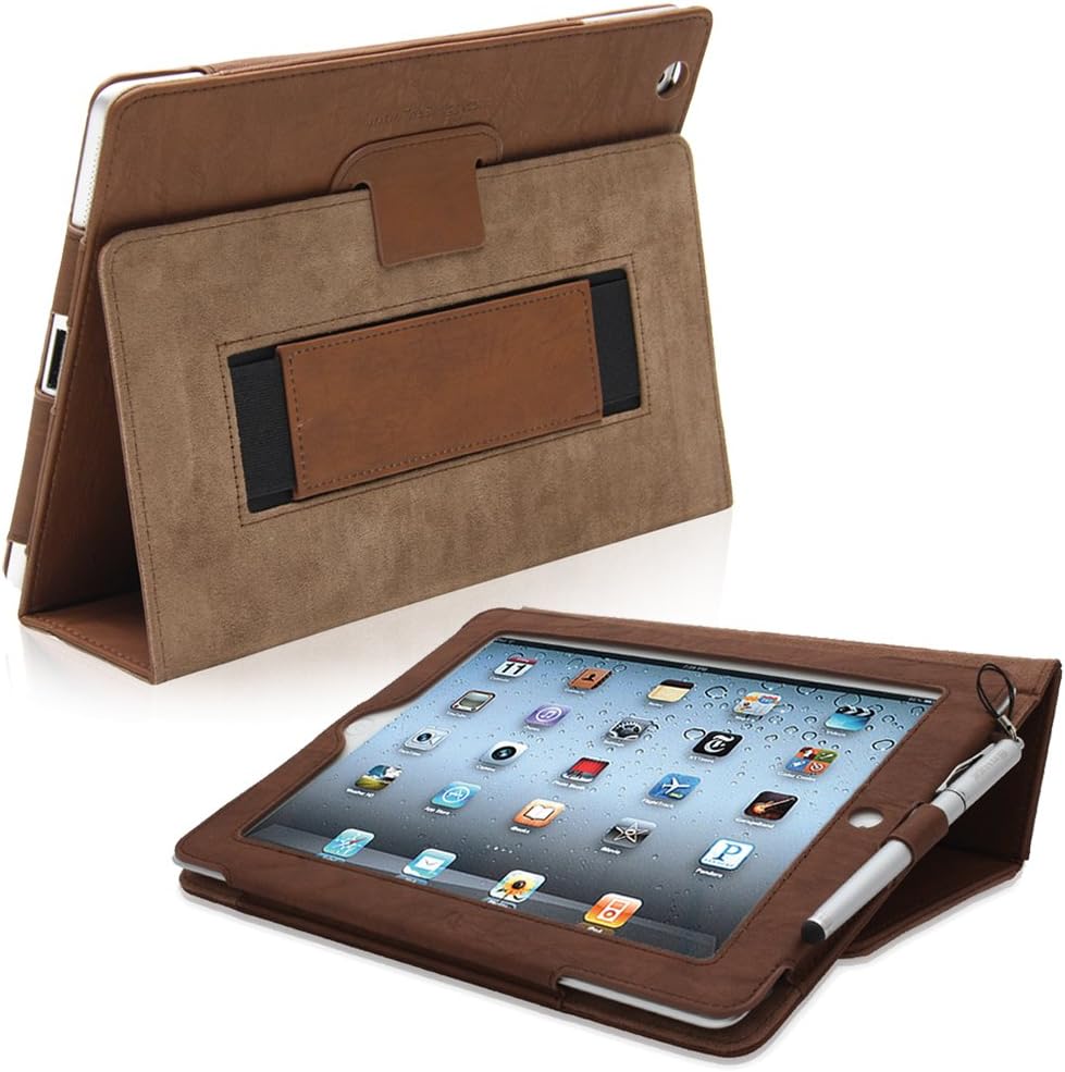 Snugg iPad 2 Case - Smart Cover with Kick Stand & (Distressed Brown Leather) for Apple iPad 2