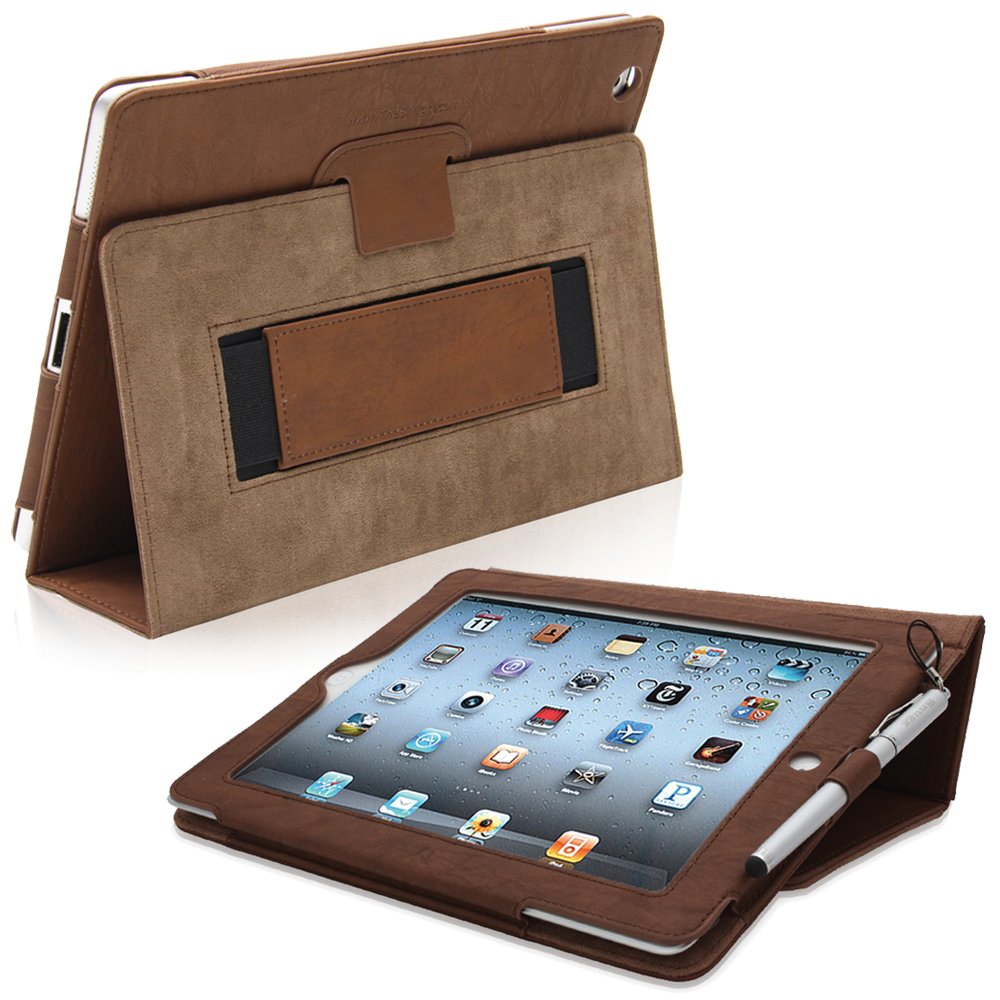 Snugg iPad 2 Case - Smart Cover with Kick Stand & (Distressed Brown Leather) for Apple iPad 2