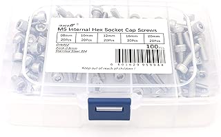 iExcell 100 Pcs M5 x 8mm/10mm/12mm/16mm/20mm Stainless Steel 304 Hex Socket Head Cap Screws Bolts Assortment - coolthings.us