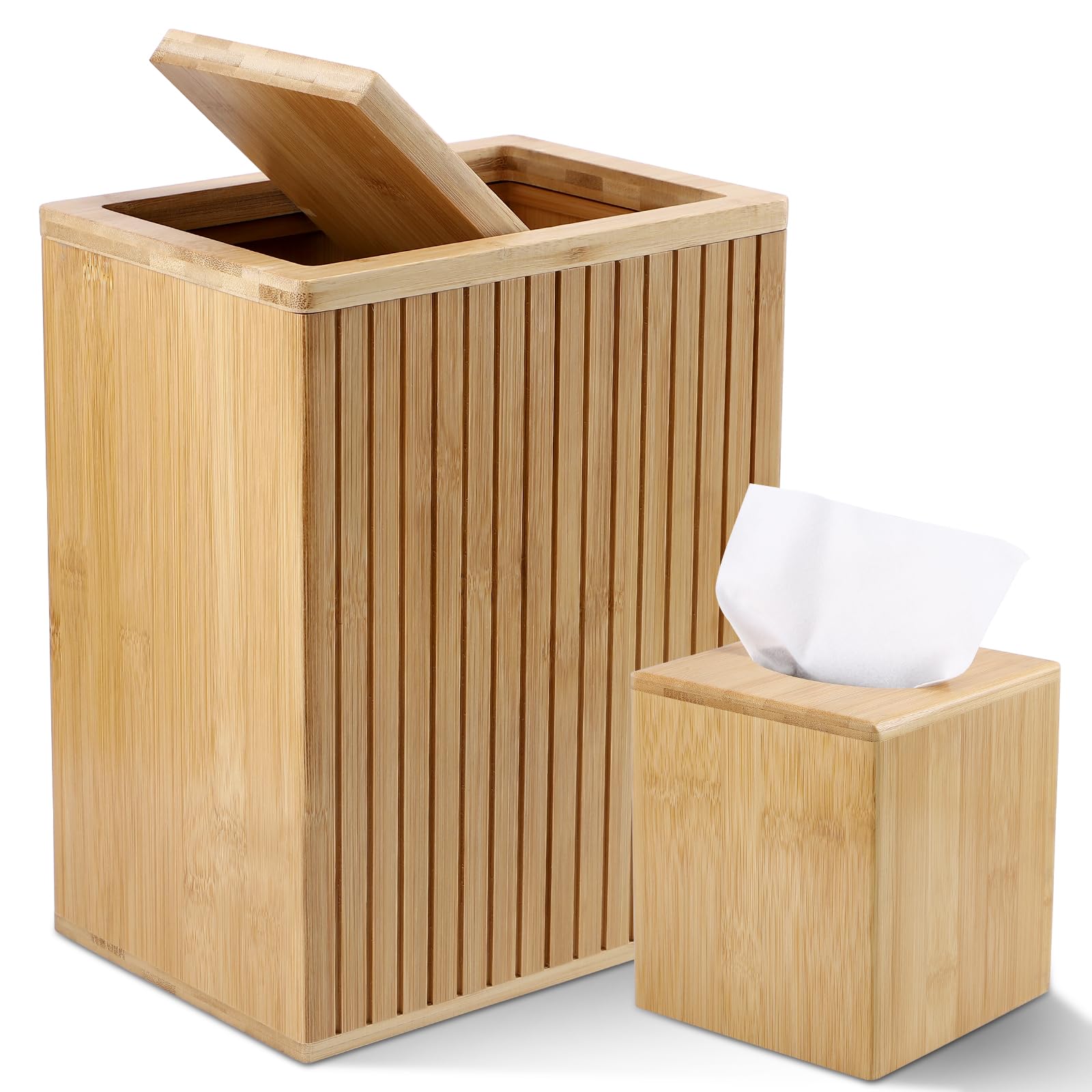 Amazon.com: BSSN Bamboo Waste Basket and Tissue Holder,3 Gal