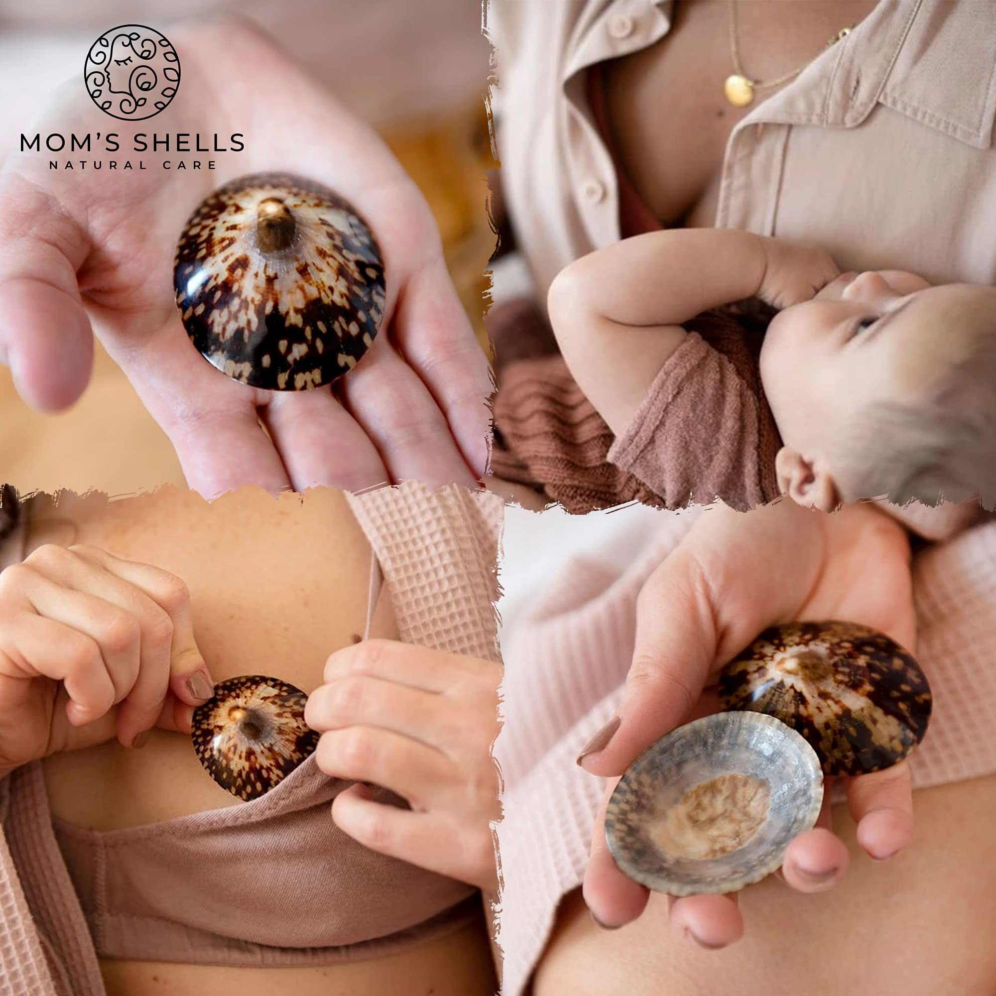 MOM’S SHELLS Essentiel Coquillages d’allaitement en nacre Taille M 5.5/6cm Anti Crevasse Lait Maternel