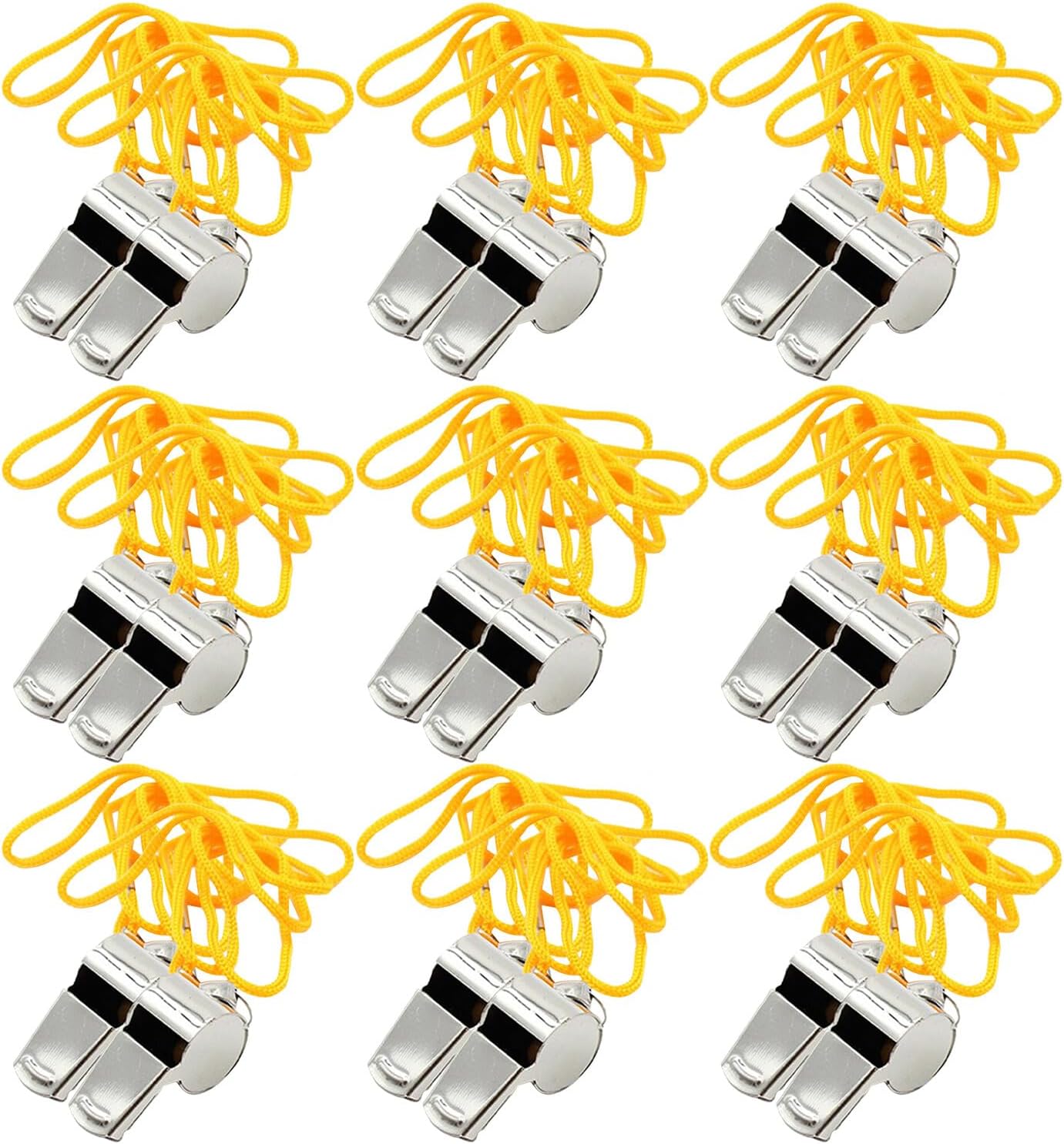 48pcs Metal Coaches Whistles with Lanyard, Stainless Steel Referee Whistle Set for Sports, Teachers, and Outdoor Emergency Use, Loud Crisp Sound for Soccer Basketball Football