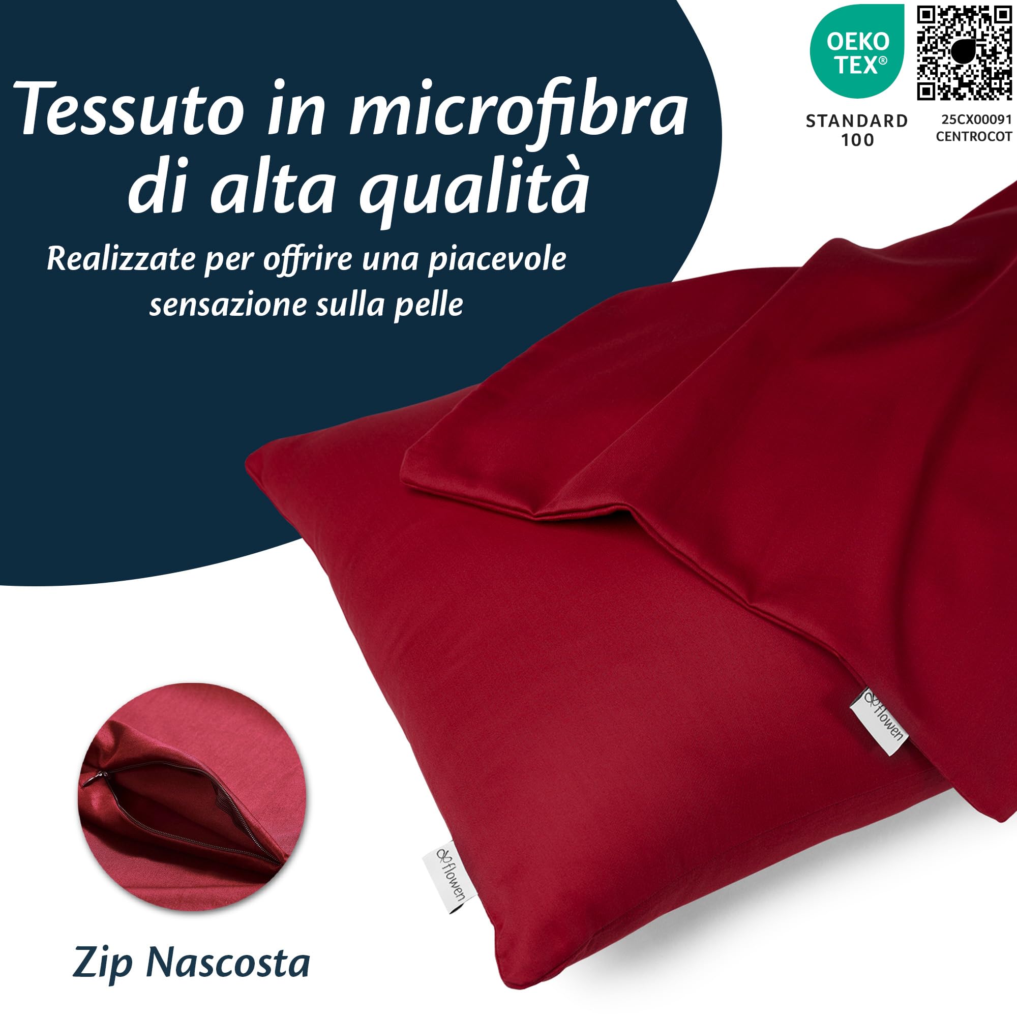 Flowen Federe Cuscini Divano 40x40 Set da 2 Copricuscini in Microfibra Fodere Lavabili e Resistenti 40 x 40 cm Tessuto 100% Poliestere Traspirante Anallergico Antiacaro Ideali per Arredo Casa