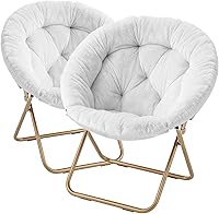 Vista 21 de Magshion Silla platillo para adultos, cómoda silla de sala de estar para dormitorio, esquina, dormitorio, apartamento, asiento circular esponjoso