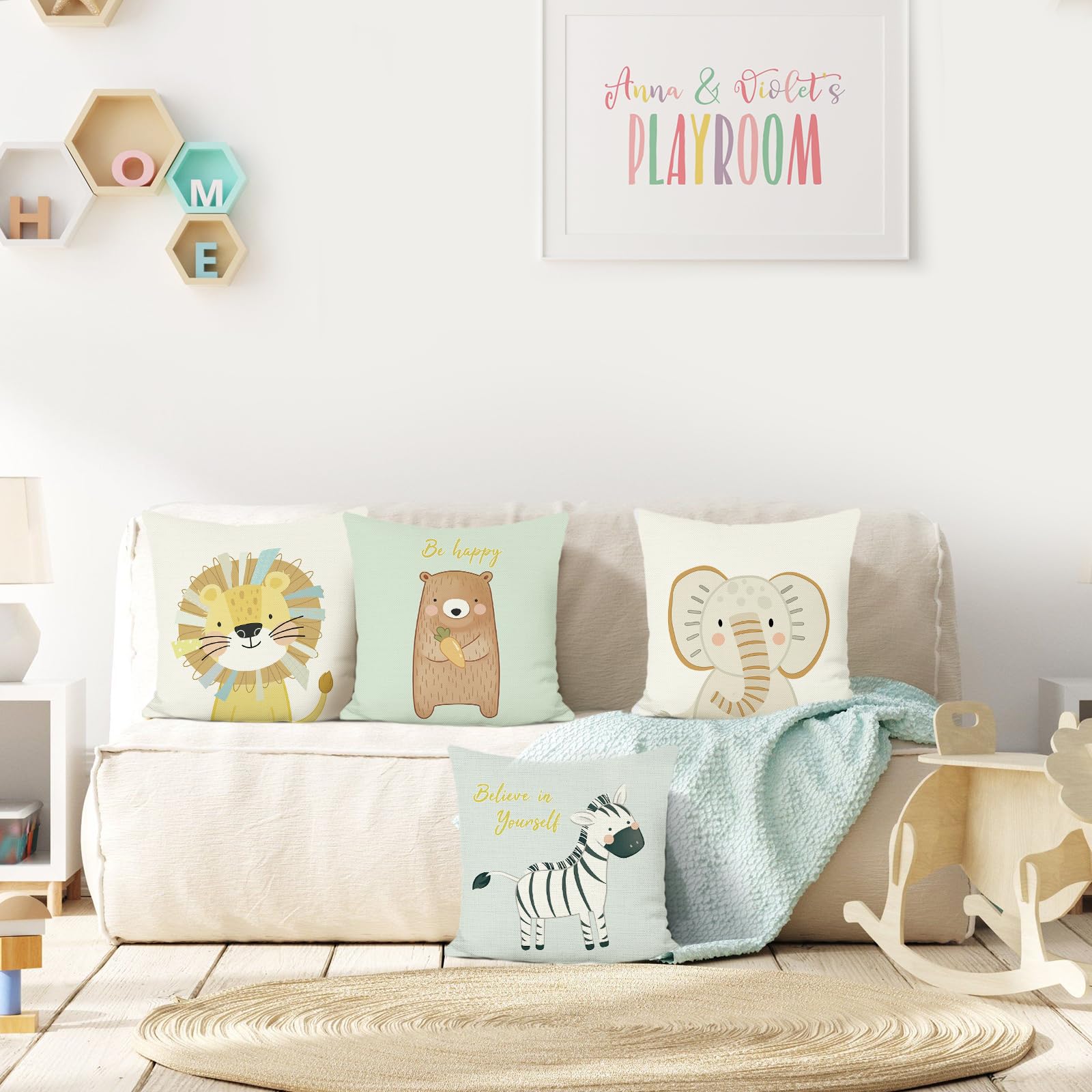 Cute Cartoon Animal Pillowcase Funny Frog Giraffe Linen Pillow Case Kid Bedroom