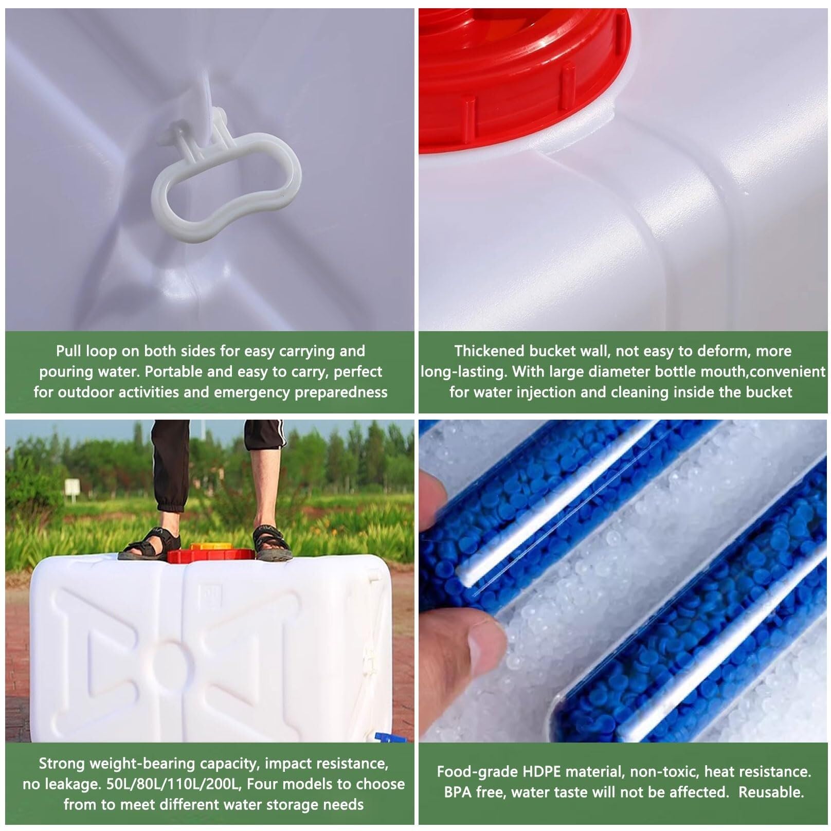 Wasserbehälter mit Wasserhahn,Tragbarer Trinkwasserspeicher Aus Kunststoff, Trageeimer for Camping, Outdoor, Fahren, Wandern, Angeln, Notfall