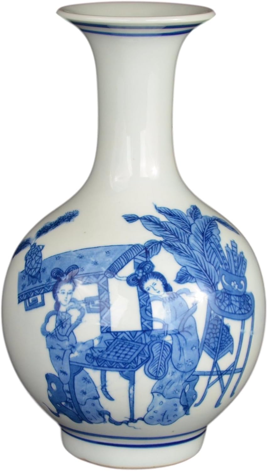 9" Classic Blue and White Floral Porcelain China Vase, Decorative Vase, Reward Vase