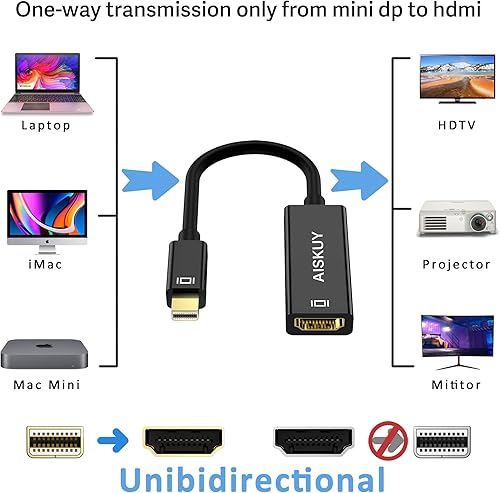 Miniatura 2 de Adaptador Mini DisplayPort a HDMI, 4k Mini DP (Thunderbolt 2) Convertidor macho a HDMI hembra para MacBook AirPro, Surface, ThinkPad, Monitor,