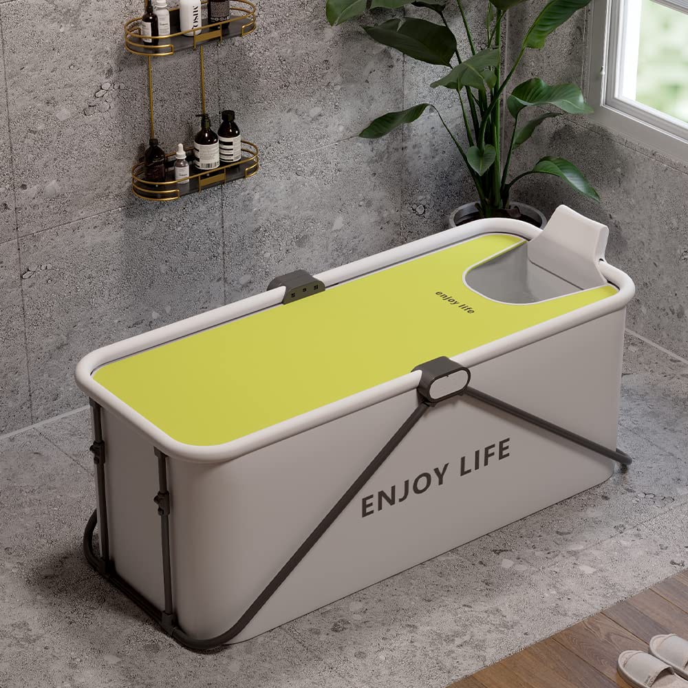 Portable Bathtub for Adult, Extra Large 59" Collapsible Bathtub, Assemble-free Foldable Bathtub, Best Folding Bath Tub for Shower Stall, Ideal for Soaking Bath, Ice/Hot Bath,SPA - Green