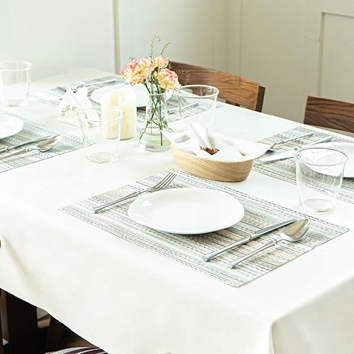 Miniatura 6 de Juego de 4 manteles individuales tejidos de vinilo y plástico para la mesa de la cocina para interiores y exteriores, lavables, manteles