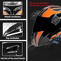 Vista 5 de Casco modular Bluetooth para motocicleta, aprobado por DOT FMVSS-218, casco de cara completa, antivaho, doble visera, altavoz dual integrado