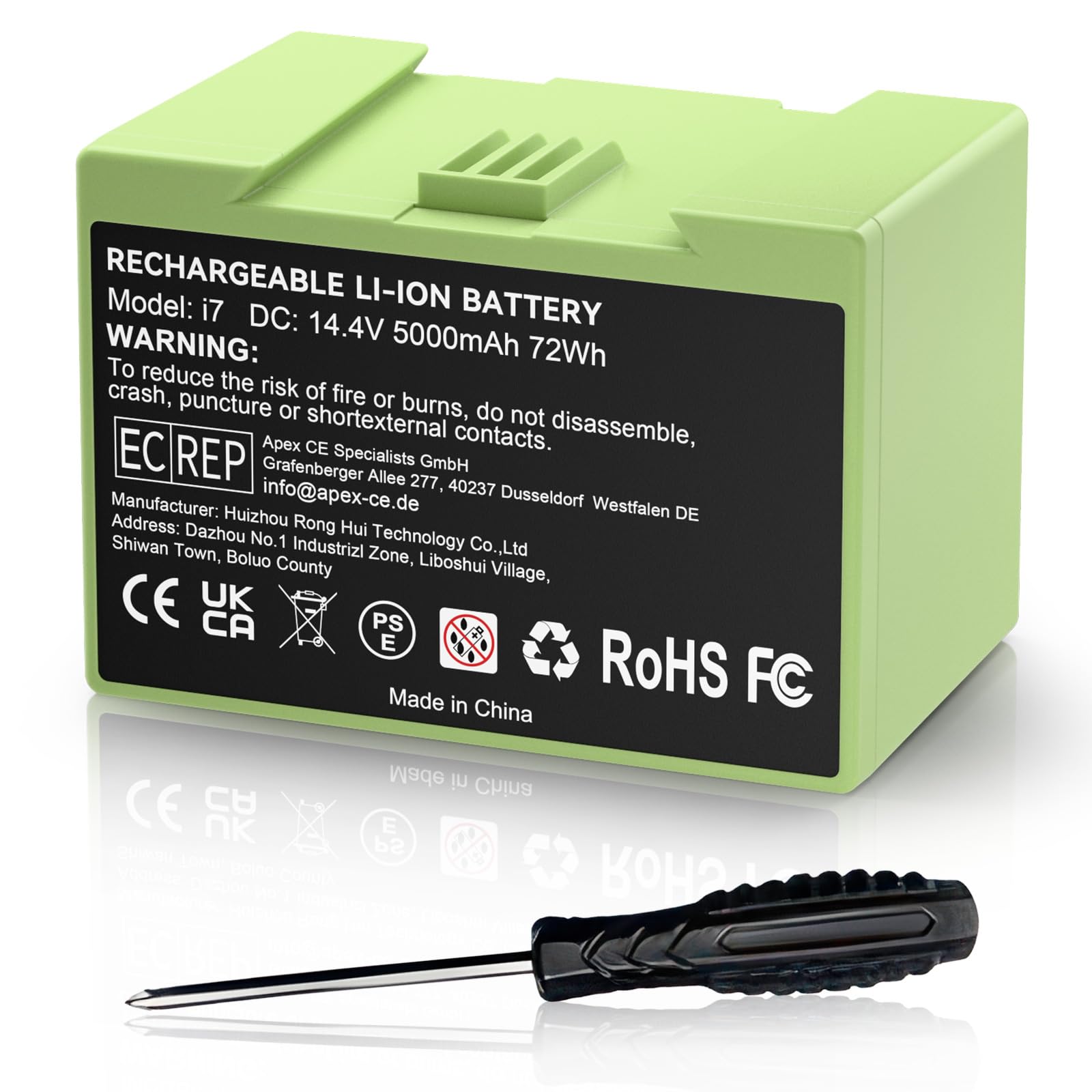 5000mAh (72Wh) 14,4V i7 Ersatzakku für iRobot Roomba i7 i7+ i3 i3+ i4 i4+ e5 e6, Hochkapazität Lithium-Ionen Akku kompatibel mit 7150 7550 3150 3550 5150 i7158 i7550 i755020