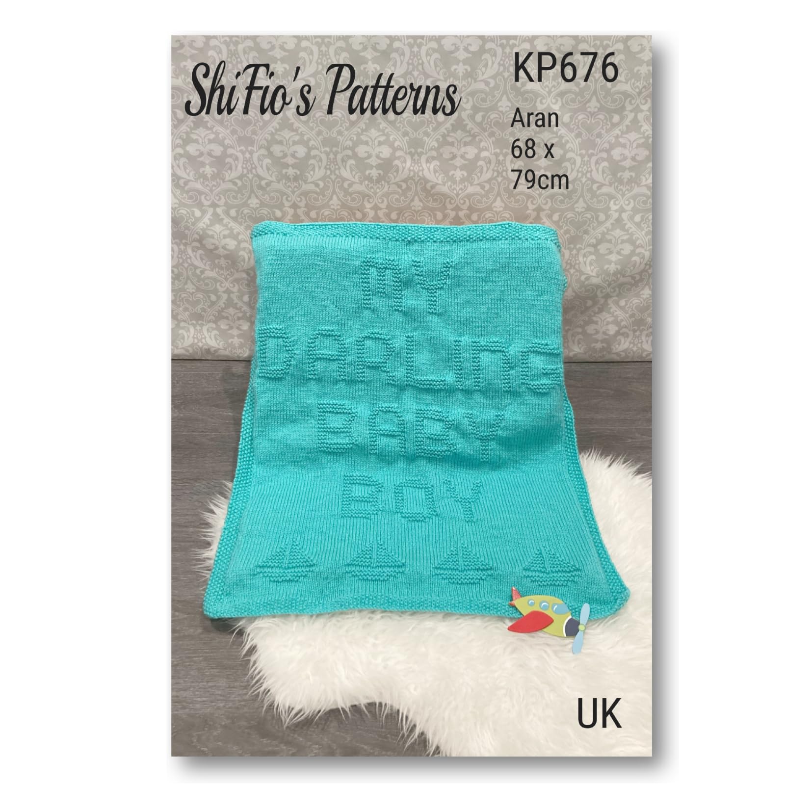 Knitting Pattern for Babies Blanket Instructions for " My Darling Baby Boy" Knitted Blanket, Craft, Book #676
