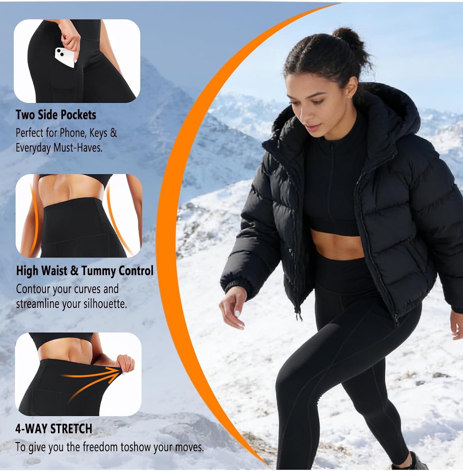 CADMUS Womens High Waist Ankle Yoga Leggings Workout Pants with Two Pockets - Image 3