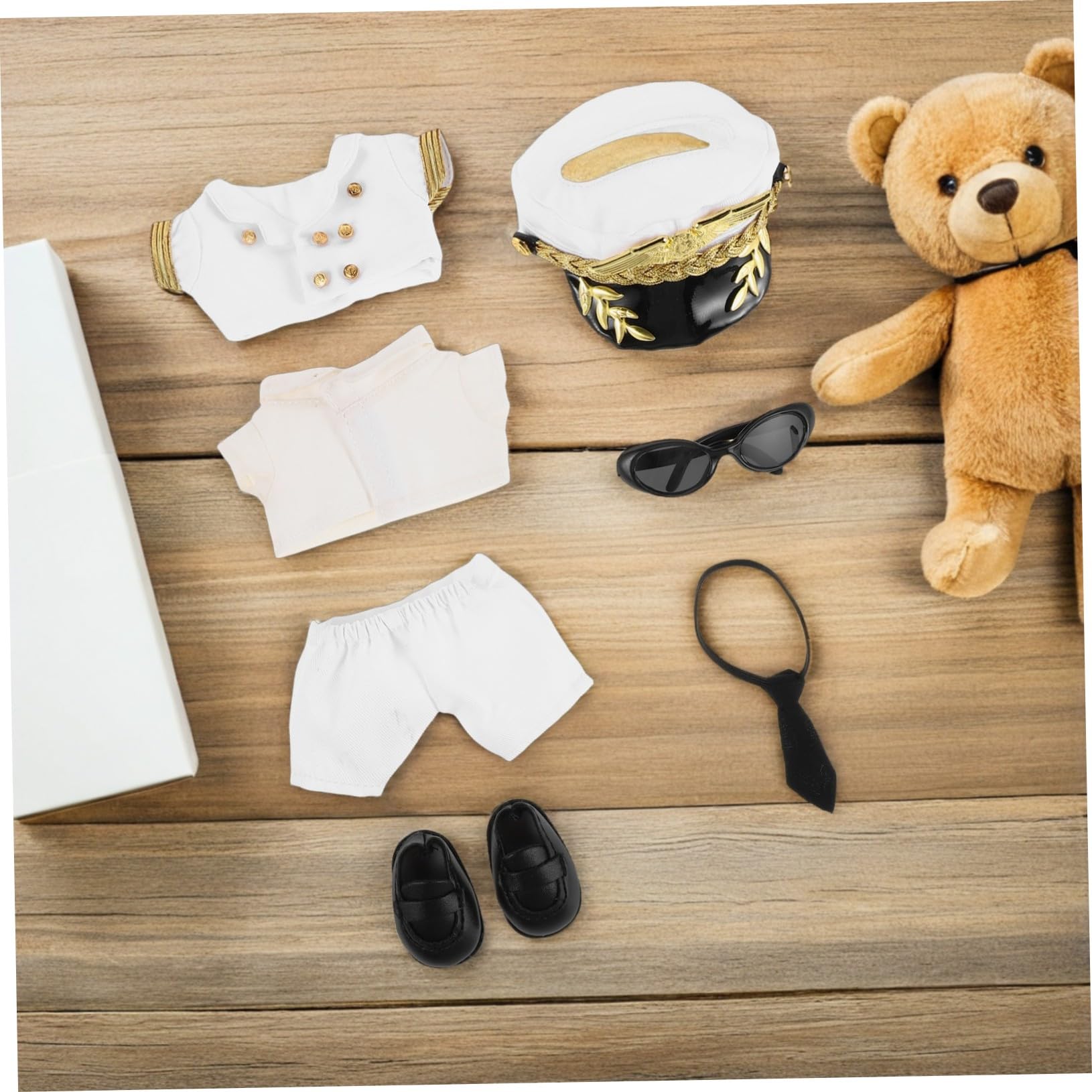 BESPORTBLE Vestito da Capitano per Bambola di Peluche Cappello da Capitano e Distintivo di Abbigliamento per Bambole Accessori per Ricambio e Decorazioni