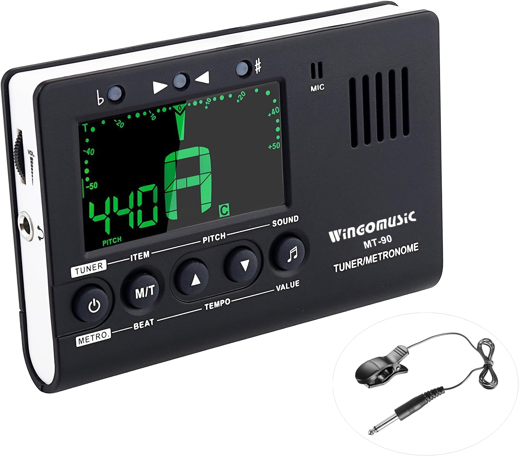 WiNGO Digital Metronome, Tuner and Tone Generator - 3 in1 Device（Black-for Chromatic, Guitar, Bass, Ukulele, Violin-Battery Included