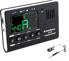 WINGO Metrônomo Digital, Afinador E Gerador De Tons - Dispositivo 3 Em 1 (Preto) - Para Cromática, Guitarra, Baixo, Ukulele, Violino - Bateria Incluída