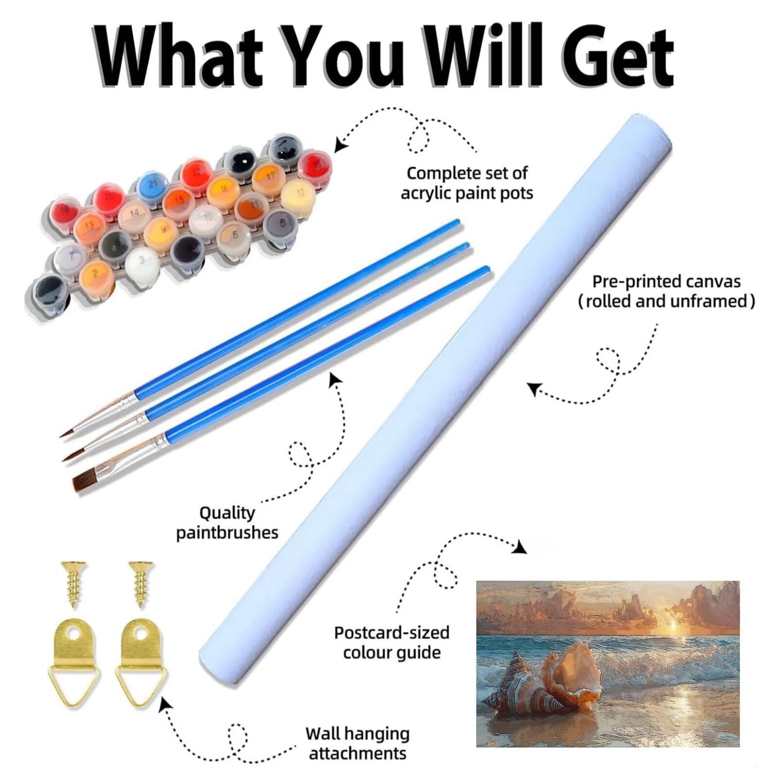 Peinture Numero Adulte Plage Peinture Par NuméRos Grand Format Conque Loisirs CréAtifs Adultes Enfant DIY NuméRo D'Art Complet Kit DéButants ,Cadeau GarçOns Filles 3+ Ans, Sans Cadre 60x120cm M-103