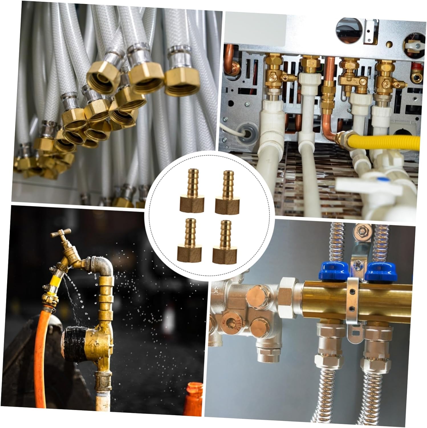 Male Iron Thread Flexible Tap Adapters Hose Connector Fittings Set,Air Line Connectors Hose Fitting Quick Connectors Air Coupler and Plug Set, 4pcs Tracheal Connector Bling Accessories Water Hose Adap