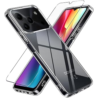 Transparent Soft Mobile Phone Case Compatible with Doogee Note 56 / Note 56 Pro / 56 Plus Protective Glass with Case Protective Bumper Cover Silicone Gel for Doogee Note 56 Case Transparent