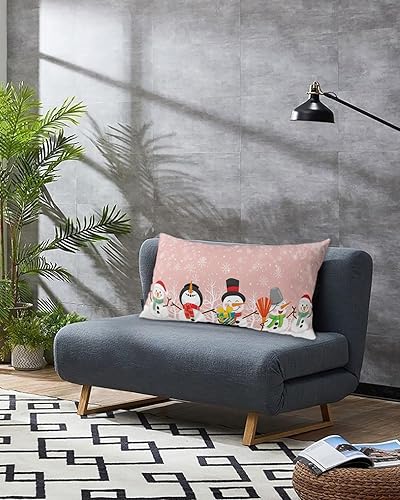 Miniatura 10 de Fundas de almohada de tamaño estándar de muñeco de nieve navideño, 2 paquetes de fundas de almohada suaves decorativas para sofá de cuerpo largo