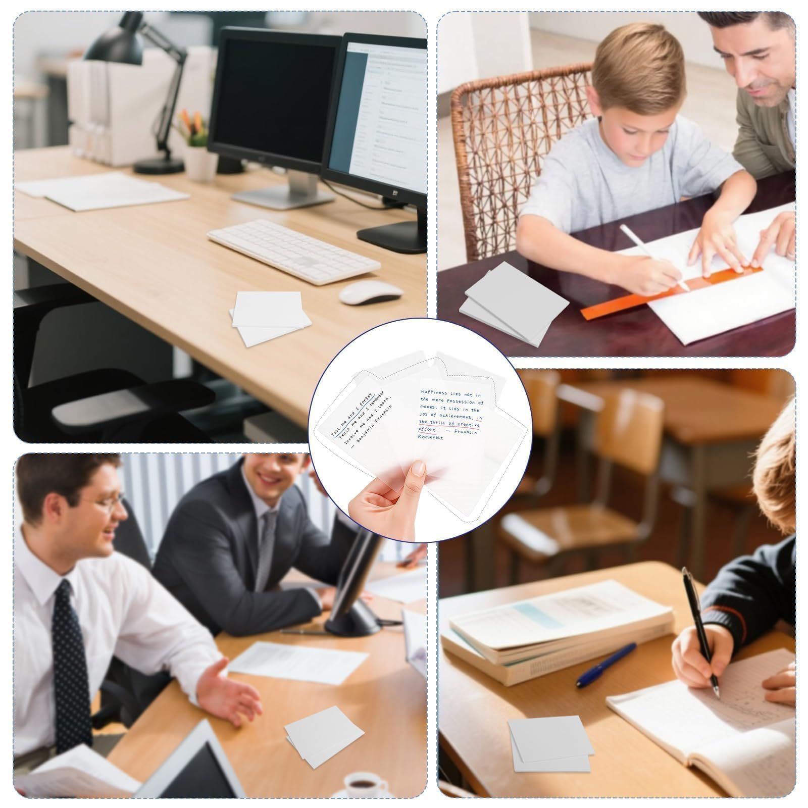 Transparente Haftnotizen, 9,4 x 7,9 cm, wasserdicht, selbstklebende Notizen, einfach zu versenden für Büro, Zuhause, Notizbuch, Meeting, Bürobedarf, geeignet für alle Stifte, 150 Blatt