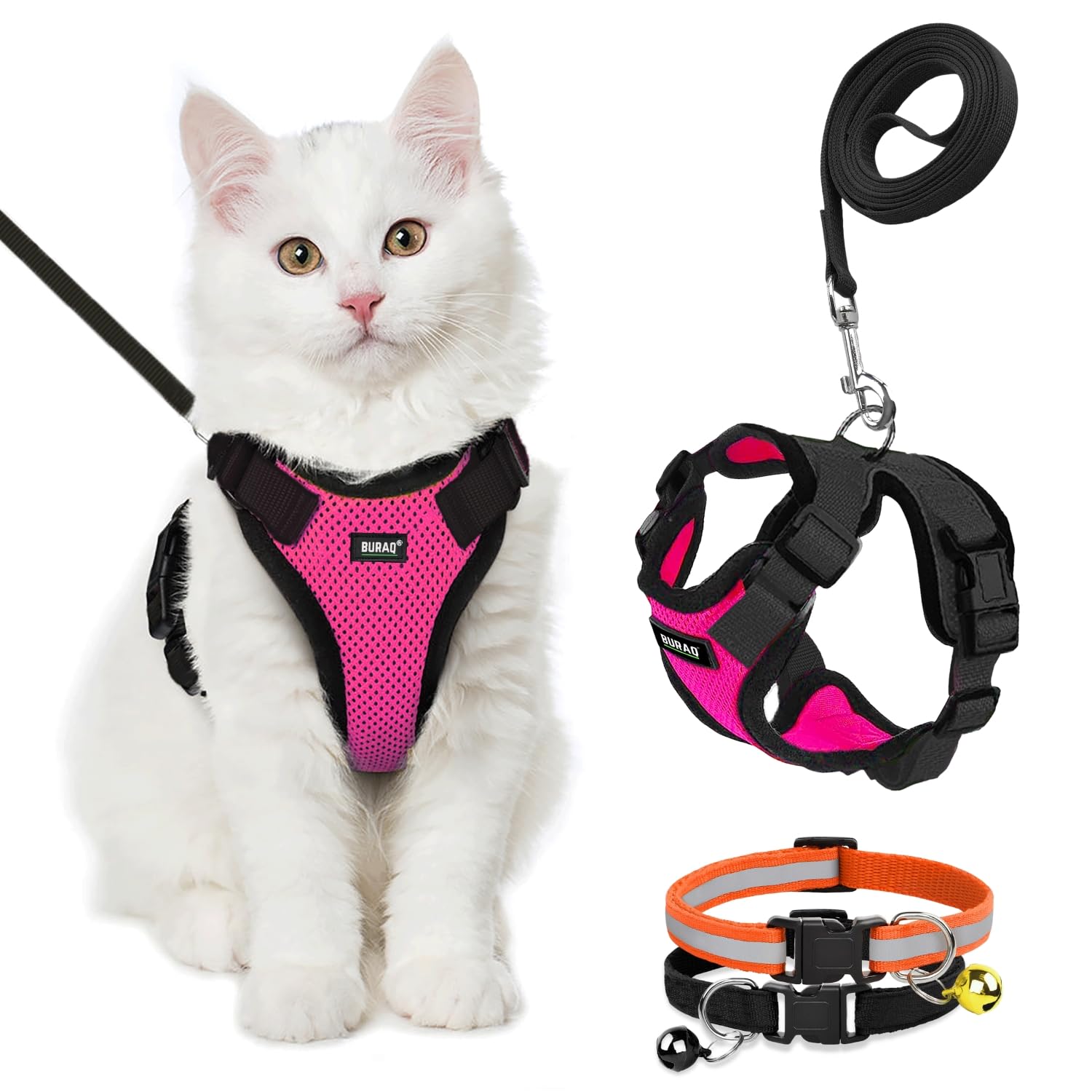 Buraq Pets Escape Proof No Pull Cat Harness with Leash for Outdoor, Walking, Air Mesh Fabric, Easy Control, Adjustable & Durable Cat Leash (S, Pink) (B0D3VF8S1H) Amazon Price History, Amazon Price Tracker