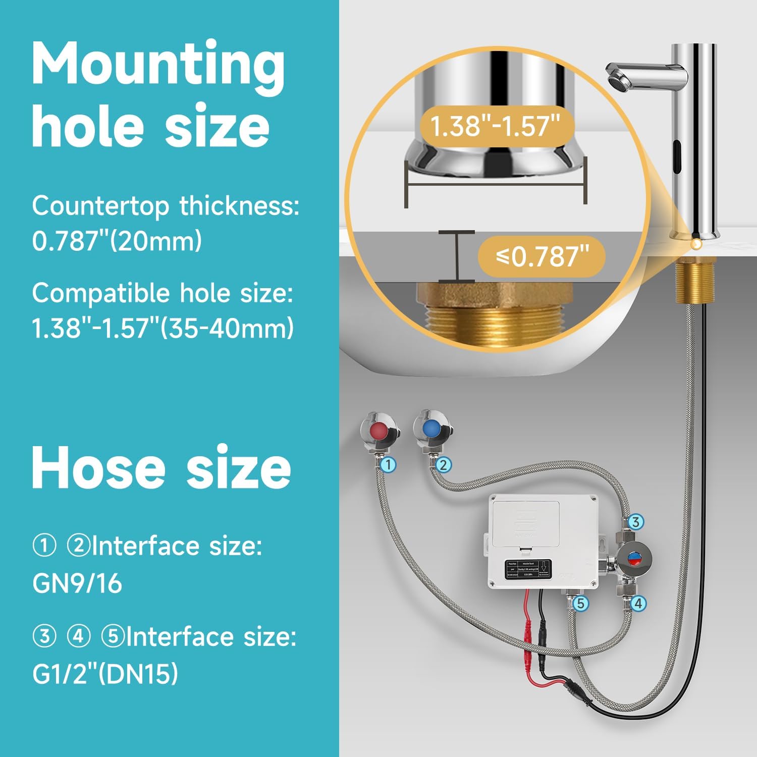 AIKE Touchless Commercial Bathroom Faucet, Motion Sensor-Activated Smart Sink Tap, Polished Finish, Battery Operated, Model AK7501