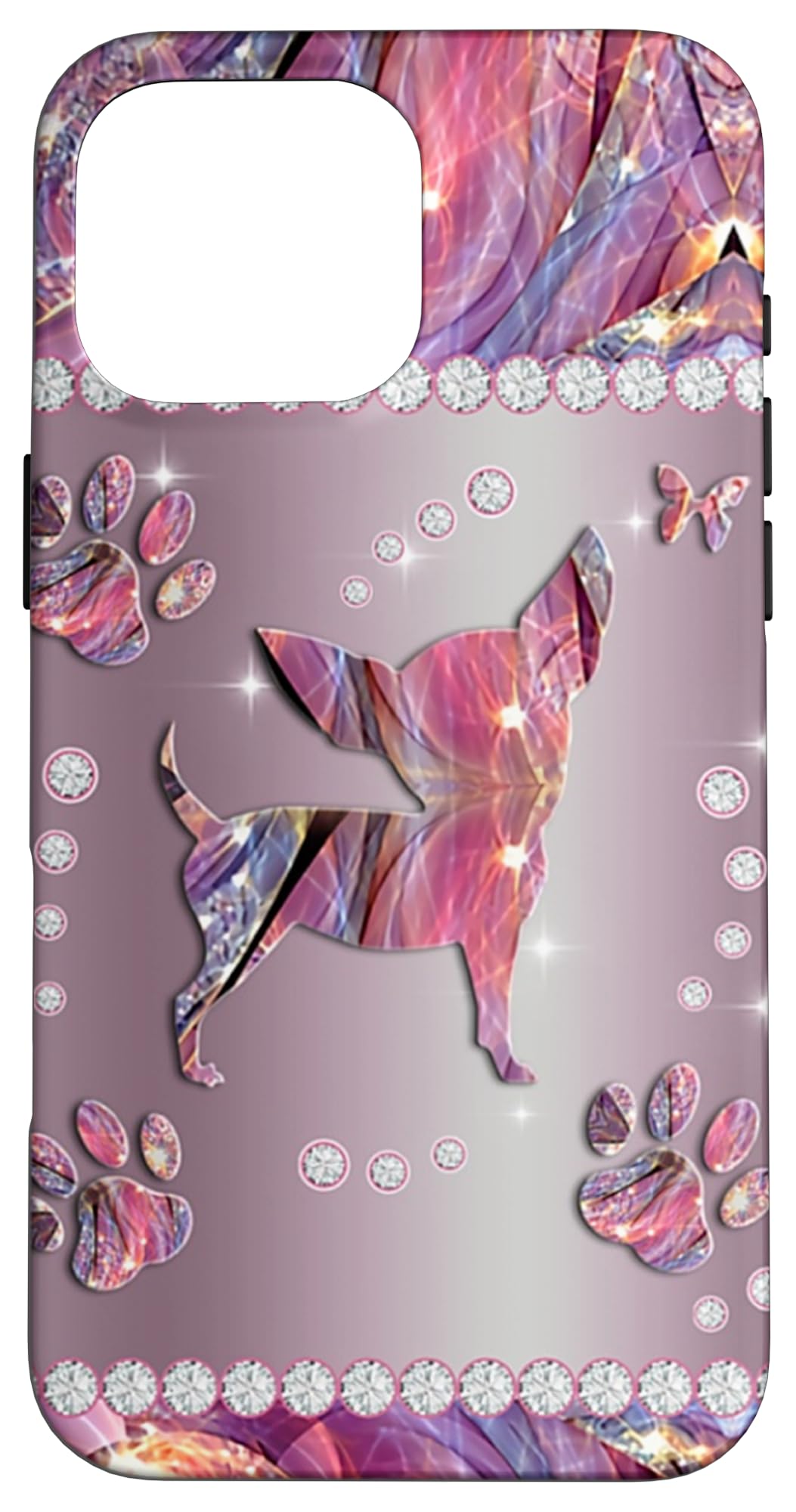 Chihuahua Metal Pattern Chihuahua Dog PC Case for iPhone 16 Pro Max