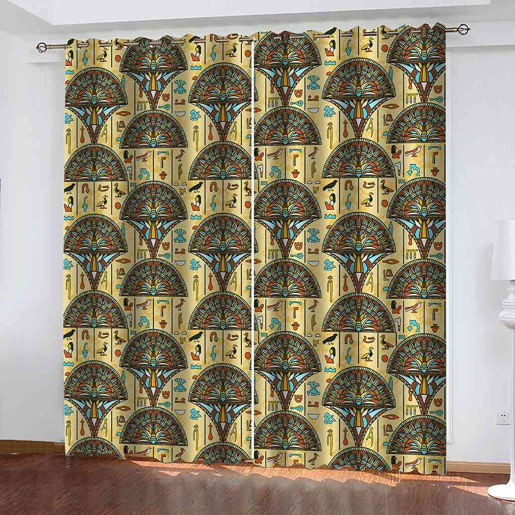Rideau occultant à oeillets Egypte thermique polyester lot de 2 rideaux de fenêtre