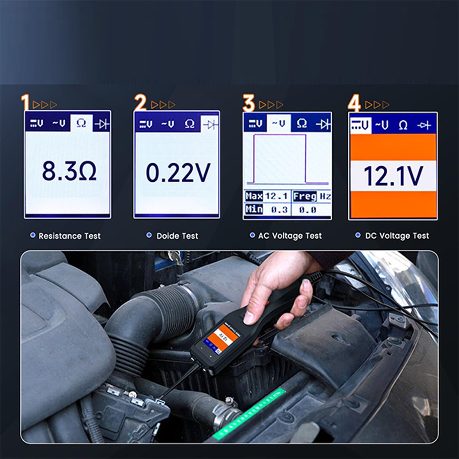 Tester diagnostico universale per batteria del veicolo, 12/24 V, test di resistenza interna, tensioni, analisi dei circuiti automobilistici