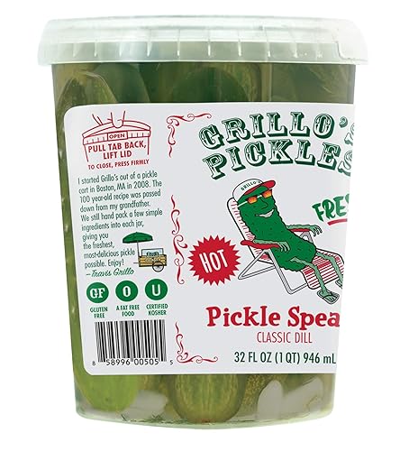 Miniatura 4 de Grillo's Pickles Hot Classic - Lanzas de pepinillo de eneldo, 32 onzas líquidas