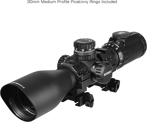 Miniatura 10 de UTG 3-12 x 44 de 30 mm, de obturador compacto, AO, Mil-Dot, de 36 colores, con anillos