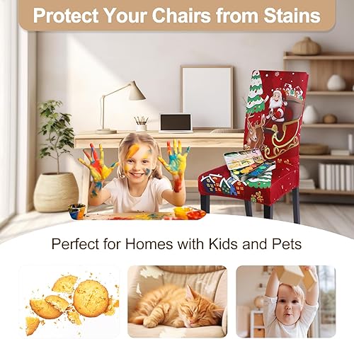 Vista 62 de SearchI - Fundas de silla para comedor, fundas de asiento elásticas, protectores de funda para sillas, funda lavable para sillas sin reposabrazos