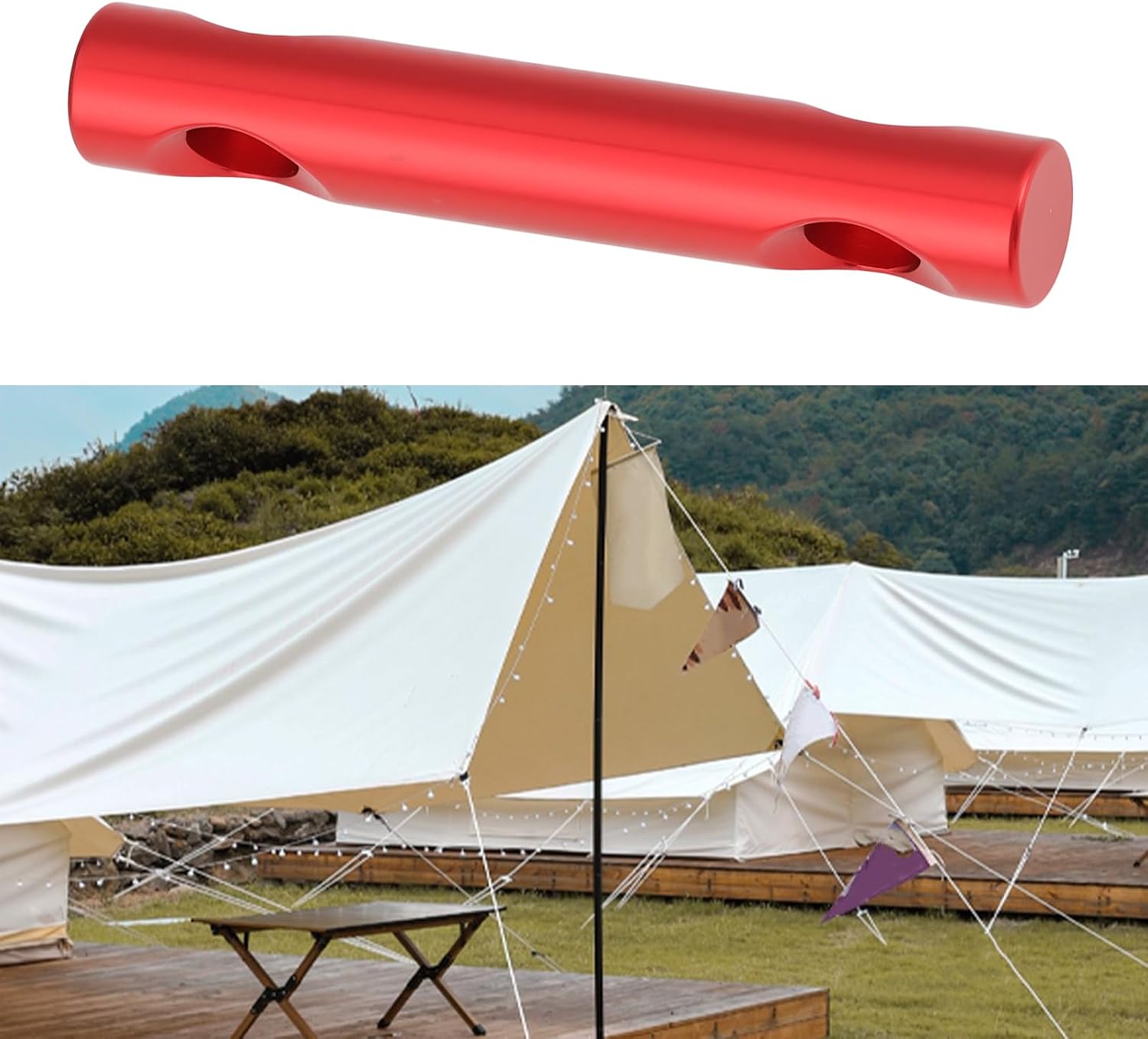 Tent Guyline Cord Adjusters 10 Pack 2 Hole 60 x 10 mm 7 mm Holes Red Aluminum Alloy Rope Tensioners