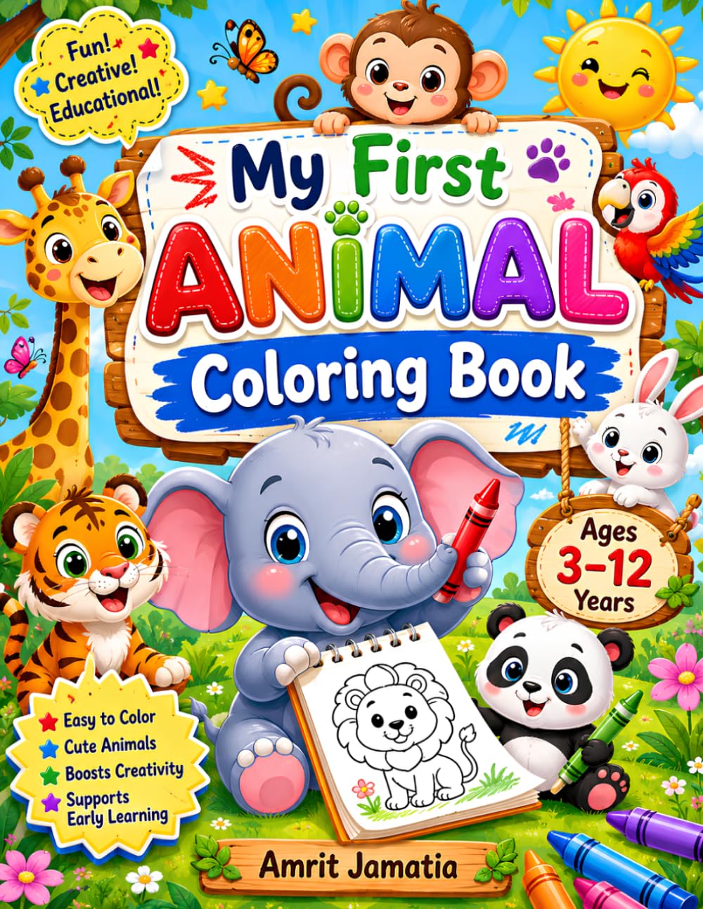 Animal Kingdom Coloring Book for Kids: Fun and Easy Animal Illustrations for Ages 3–12