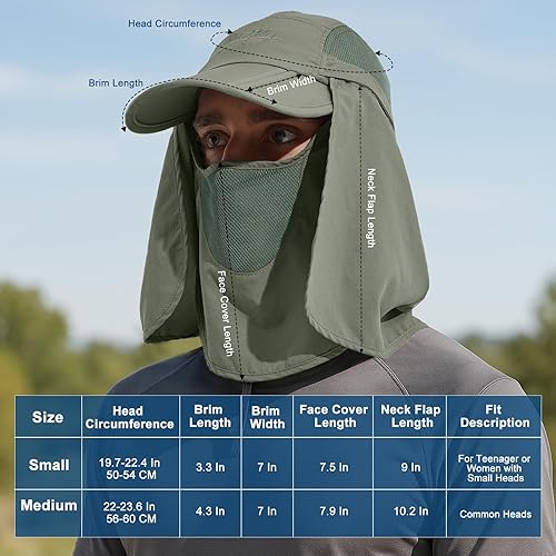 Miniatura 6 de Surblue Gorra para el cuello con solapa para exteriores protección UV sombrero de pesca de secado rápido UPF50