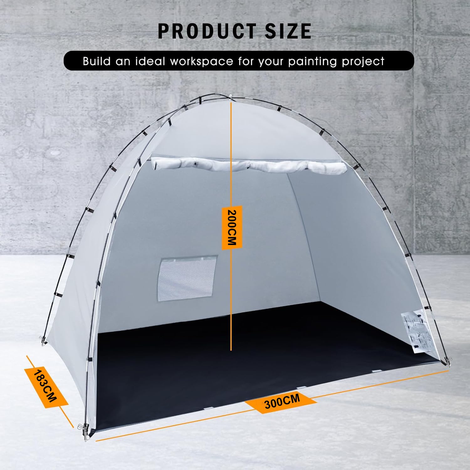 Carpa portátil para Cabina de Pintura, 300 x 183 x 200 cm, para Muebles, Refugio para Pintura en Aerosol DIY