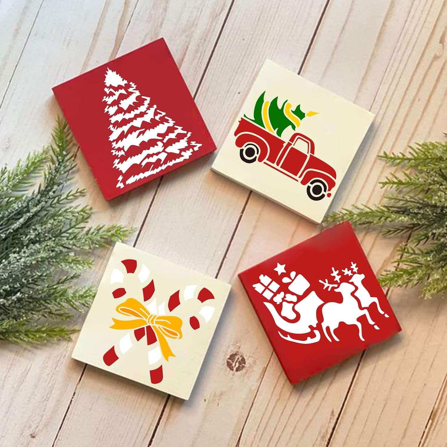 Vloso 30 Pcs Christmas Stencils Reusable,3x3 in Small Stencil for Crafts image 4