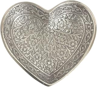 トレイ 『 ブラスハートプレート :シルバー』 トレー 入れ物 プレート インテリア雑貨 小物入れ アクセサリートレイ アンティーク調 ジュエリートレイ ハート (シルバー)