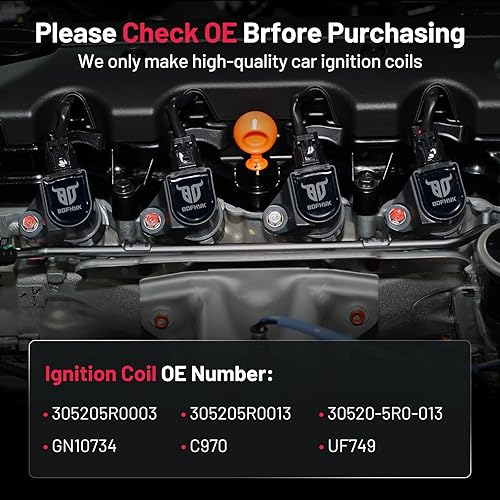 Vista 83 de BDFHYK Paquete de bobinas de encendido y bujías de iridio compatibles con Acura RSX Honda Accord Civic CR-V Element repuesto para UF583 UF311