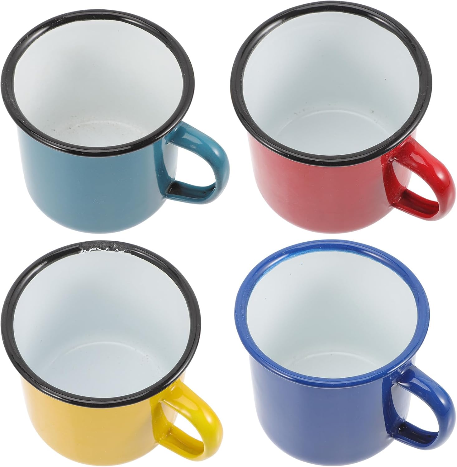 Alipis Vintage Enamel Mug Set 4pcs 8cm Colorful Retro Coffee Cups Sturdy Portable Water Cups for Home, Camping, Tea and Milk Use