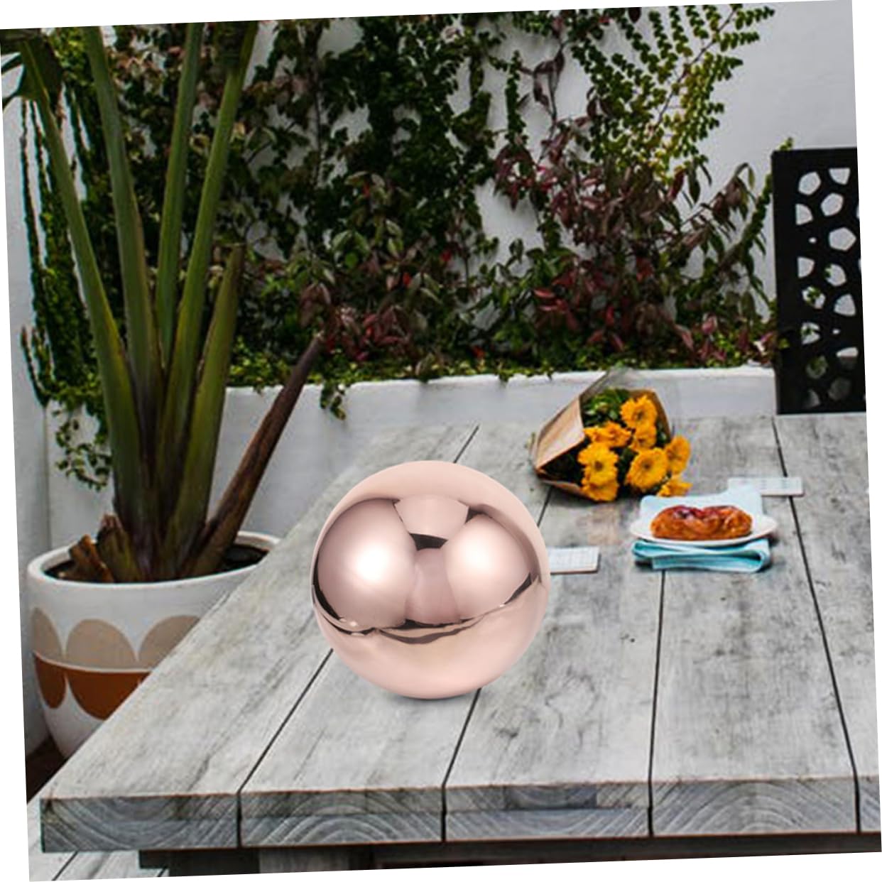 Hemobllo Sfera Decorativa da Giardino in Acciaio Inox 304 Rosa Oro