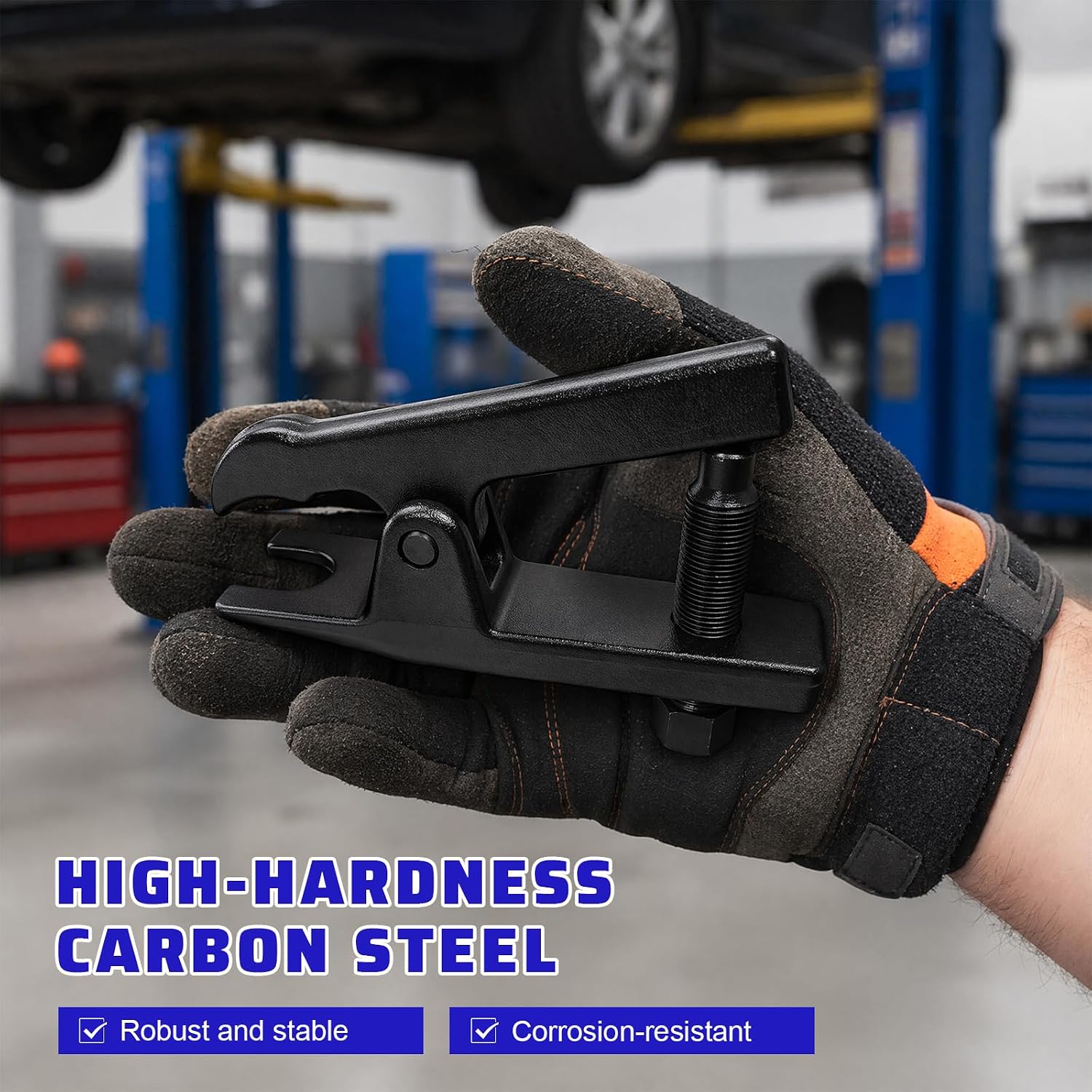 Ball Joint Separator Tool, Adjustable Ball Joint Removal Tool Adjusts from 1-1/2" to 1-7/8", Steel Puller & Extractor for Separating Arms, Tie Rods & Ball Joints on Cars