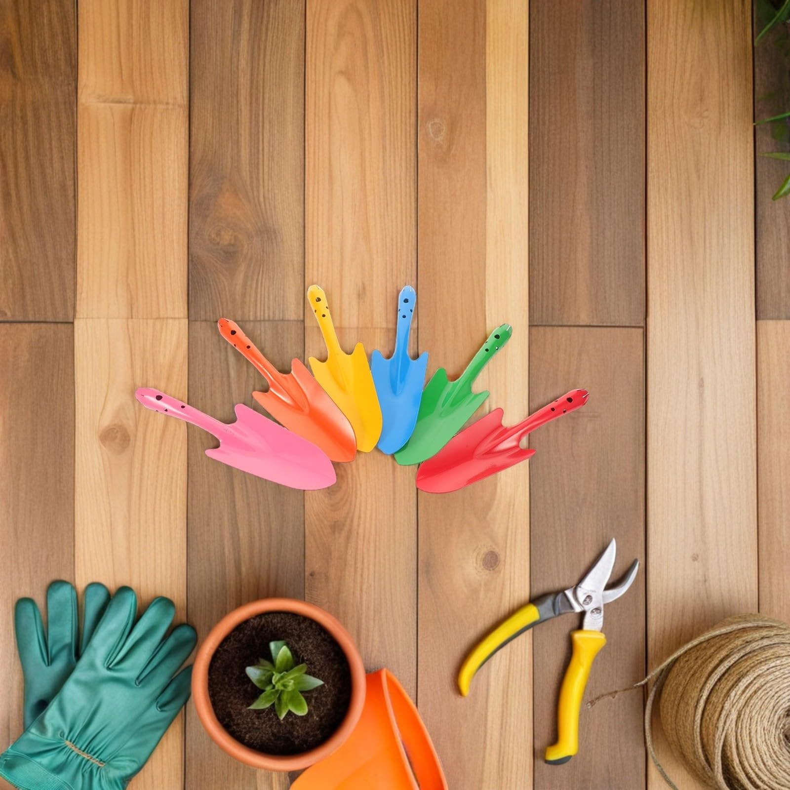 Yardwe 18 Pollici Pala da Giardinaggio in Ferro Compatta e Leggera per Trapianto di Piante, Facile da Maneggiare, per Piantagione Domestica e Uso Interno