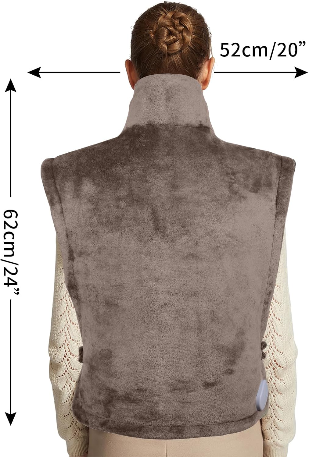 26" x 35" Flannel Neck&Shoulder&Back Heating Pad with 12 Temperature Settings&Countdown Timer, Pain Relief for Back/Neck/Shoulders/Menstrual Pain, Christmas Gifts for Women Men Mom Dad(Light Tan) - Image 6