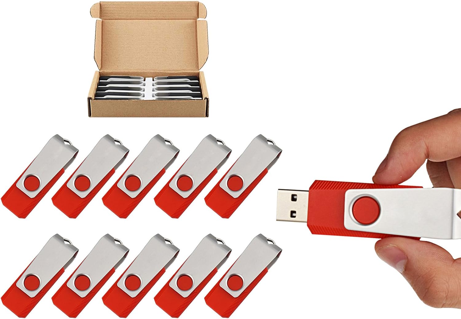 TOPESEL 10 Pack 1GB Swivel Design USB 2.0 Flash Drive Memory Stick Thumb Drive Pen Drives (1G