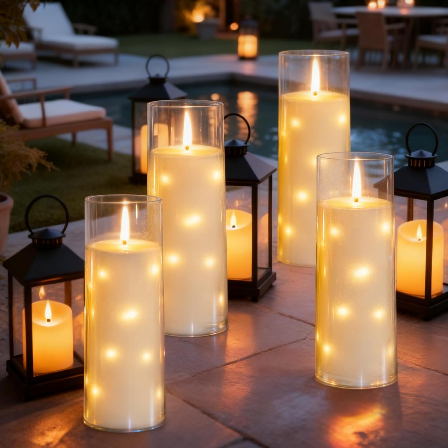 Waterproof Outdoor Candles with Timer & Remote - Battery Operated LED Candles, Realistic Flameless Plastic Pillar, Pack of 2 (4" D x 11" H, Ivory) for Patio, Garden Camping Rainy Weather - Image 5